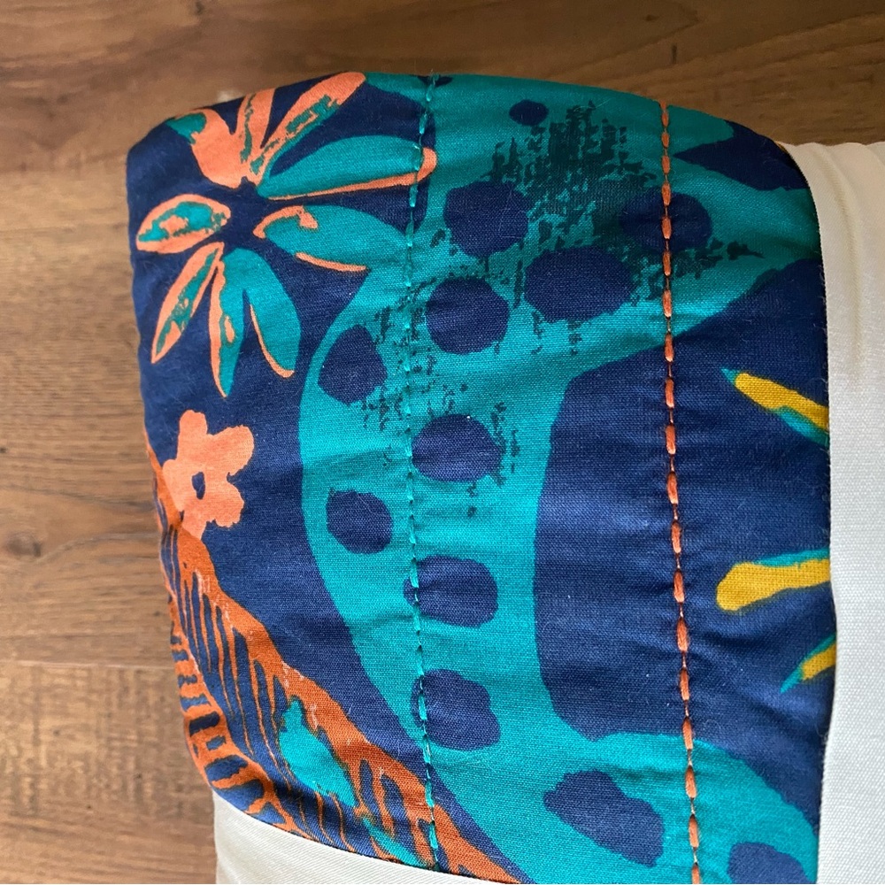 Opalhouse Navy Teal Orange Floral Accent Pillow with Yellow Tassels - Picture 8 of 9